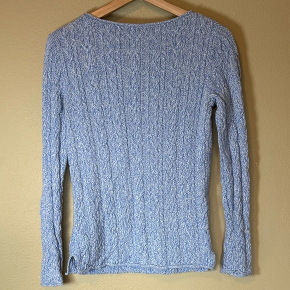 Lauren Ralph Lauren Blue Cable Knit Boatneck Long Sleeve Sweater Medium - Picture 3 of 6